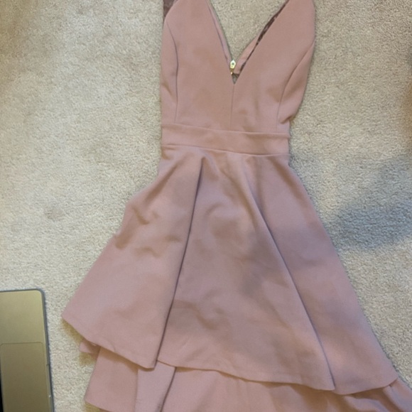 pink flare dress with lace back - Picture 1 of 3